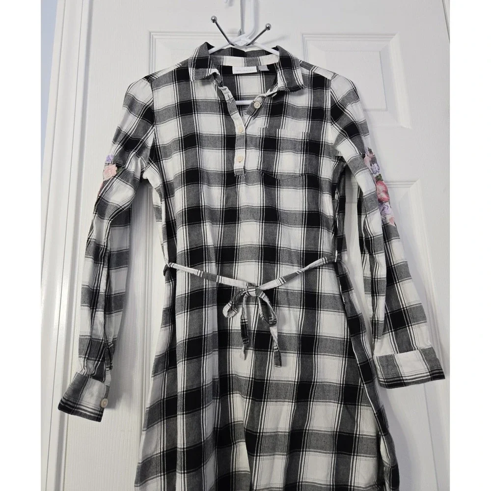 Children's Place Long Sleeve Cotton Shirt Dress Size XL Black & White.‎